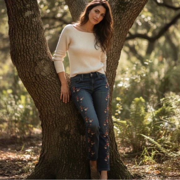 Pilcro and the Letterpress Denim - Pilcro Hyphen Mid Rise Embroidered Jeans By Anthropologie